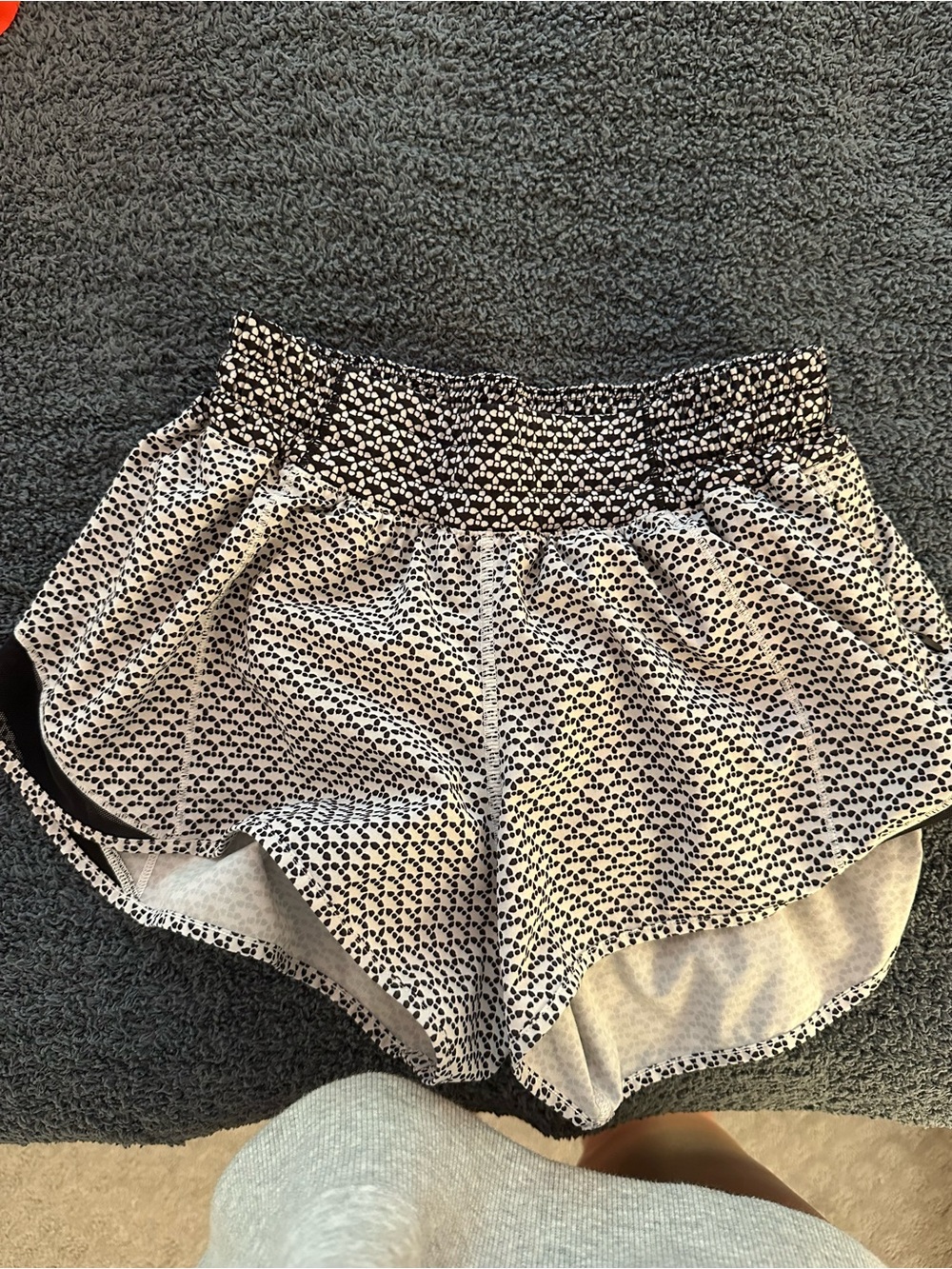 Women's lululemon Black & White Dotted Athletic Shorts with Elastic Waist